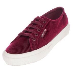 Superga Women's Velvet Corduroy Bordeaux Red Sneaker Shoes Size 8 (US 39)